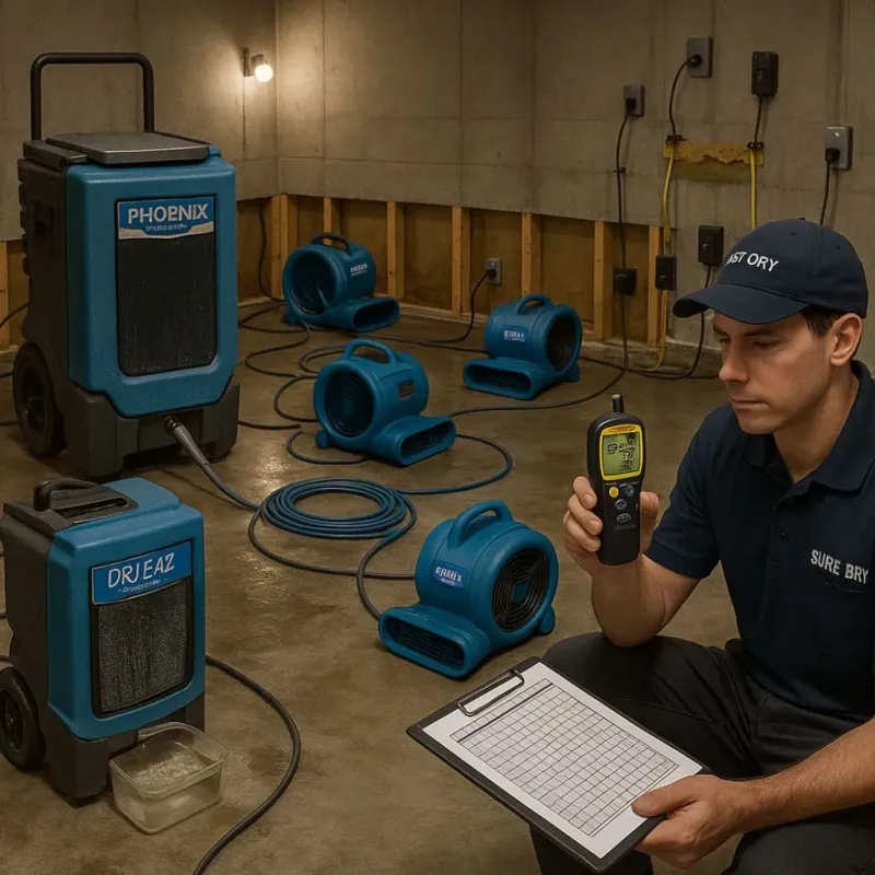 Structural Drying and Dehumidification process in Amory, MS
